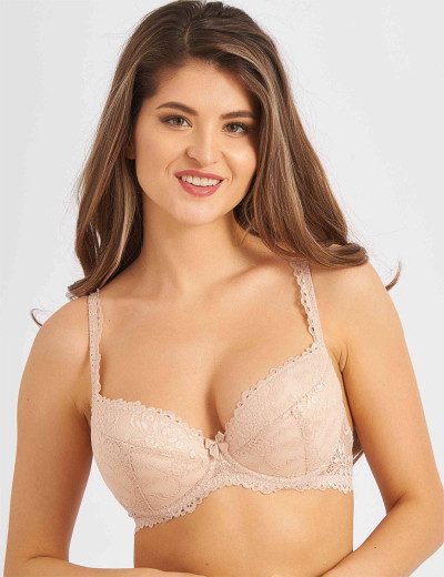 Кружевной бюстгальтер балконет пуш-ап Novella 640 серебристый пион, Цвет: серебристый пион, Размеры: 75D, изображение 4