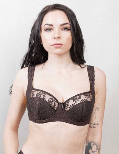 Бюстгальтер полумягкий с подкроем Lina A 6018 коричневый, Цвет: коричневый, Размеры: 75E, изображение 3