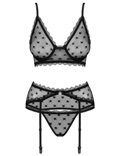 Сексуальный комплект с поясом Obsessive ASTRALYA SET, Цвет: черный, Размеры: S/M, изображение 3