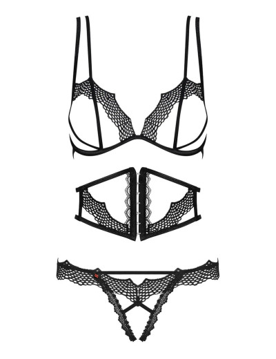 Сексуальный комплект с поясом Obsessive BRAVELLE SET, Цвет: черный, Размеры: L/XL, изображение 3 Сексуальный комплект с поясом Obsessive BRAVELLE SET, Цвет: черный, Размеры: L/XL, изображение 3