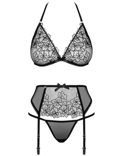 Сексуальный комплект с поясом Obsessive UNIQUELLA SET, Цвет: черный, Размеры: S/M, изображение 3