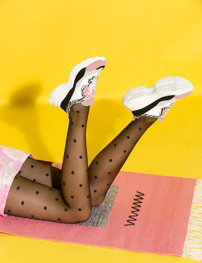 Фантазийные колготки в горох Gabriella 291 EVA чёрный, Цвет: чёрный, Размеры: 2, изображение 2