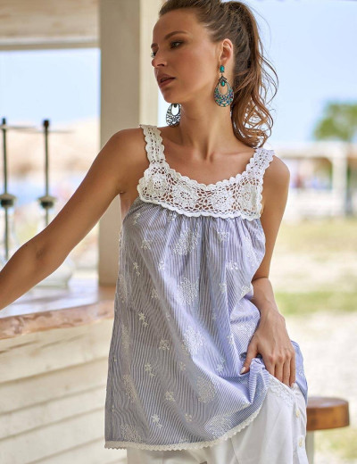 Топ с кружевом и вышивкой Mia-Amore DOMINICANA 1415 (S), Цвет: голубой, Размеры: S, изображение 3