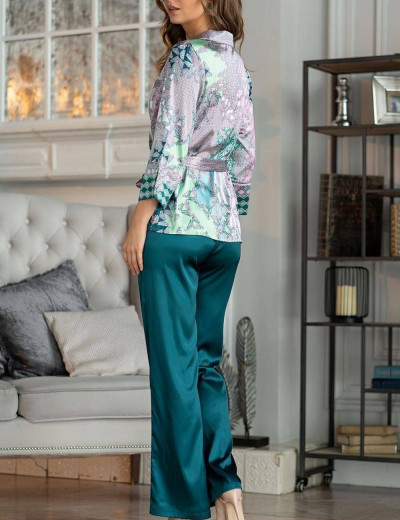 Пижама атласная с брюками Mia-Amore GEOMETRY 7006, Цвет: мульти, Размеры: S, изображение 3