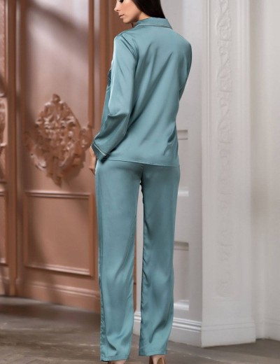 Атласный пижамный комплект Mia-Mella JULIA 8736 изумруд, Цвет: изумруд, Размеры: 2XL, изображение 2