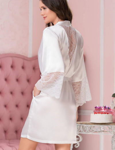Атласный халат кимоно Mia-Amore LIDIA 7053, Цвет: белый, Размеры: L/XL, изображение 2