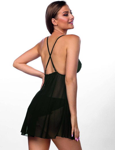 Сорочка бэби-долл с открытой спиной Anais JESSE, Цвет: черный, Размеры: S/M, изображение 2