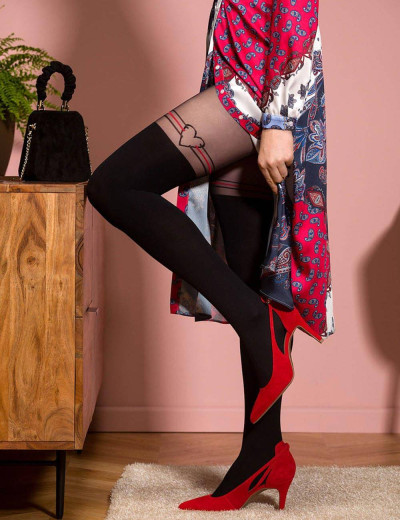 Колготки с имитацией чулок Gabriella 366 JULIETT чёрный, Цвет: чёрный, Размеры: 4, изображение 2