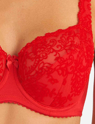 Бюстгальтер полумягкий с флок напылением Simona M 900 бархат красный, Цвет: бархат красный, Размеры: 75F, изображение 4