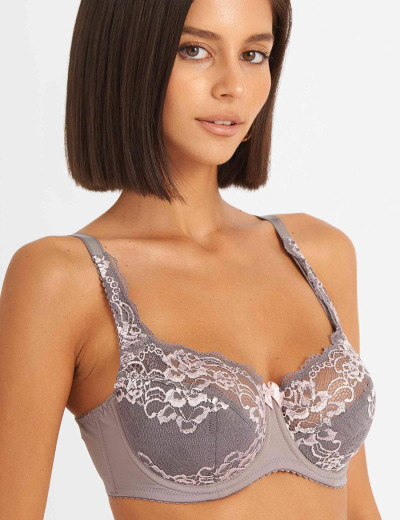 Бюстгальтер полумягкий биколор Simona M 900 серо-розовый, Цвет: серо-розовый, Размеры: 80F, изображение 6