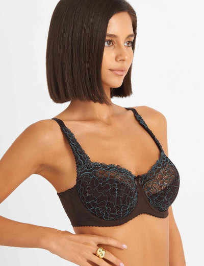 Бюстгальтер полумягкий биколор Simona M 900 шоколад-бирюза, Цвет: шоколад-бирюза, Размеры: 75D, изображение 4