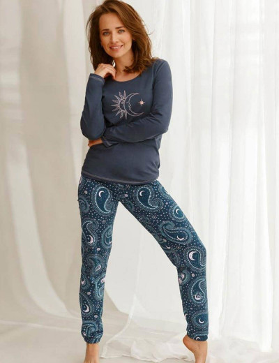 Женская хлопковая пижама с брюками Taro 2563 GAJA джинс, Цвет: джинс, Размеры: S, изображение 2