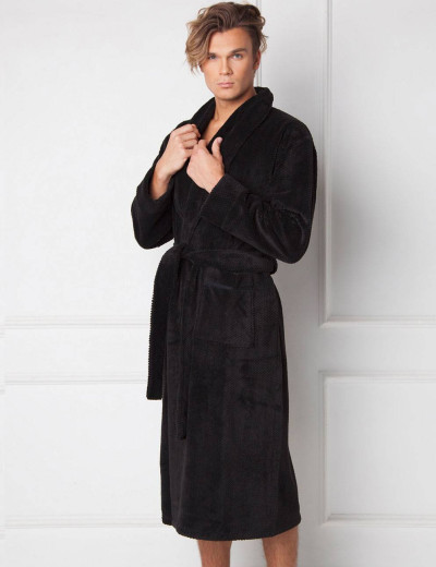 Теплый банный халат Aruelle FERNAND BLACK, Цвет: черный, Размеры: S, изображение 3