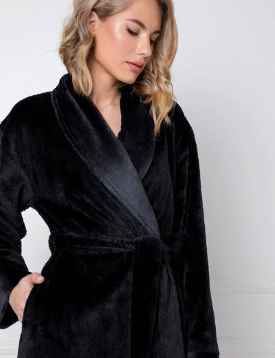 Теплый халат Aruelle ESTELLE BLACK, Цвет: черный, Размеры: XS, изображение 3