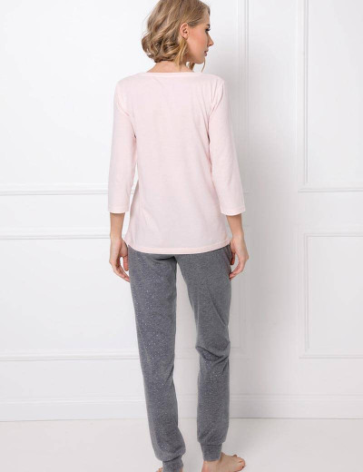 Хлопковая пижама с брюками Aruelle FIONA, Цвет: розовый/графит, Размеры: XS, изображение 3