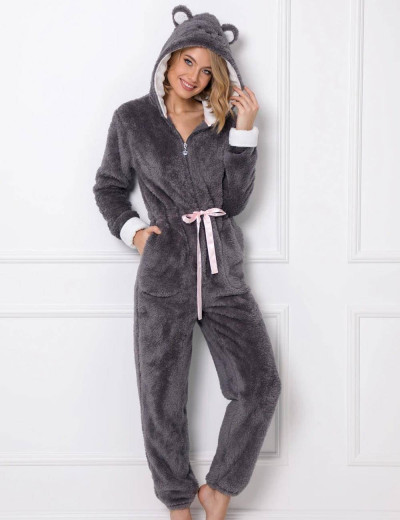 Теплый плюшевый комбинезон Aruelle FIONA, Цвет: графит, Размеры: XS, изображение 2