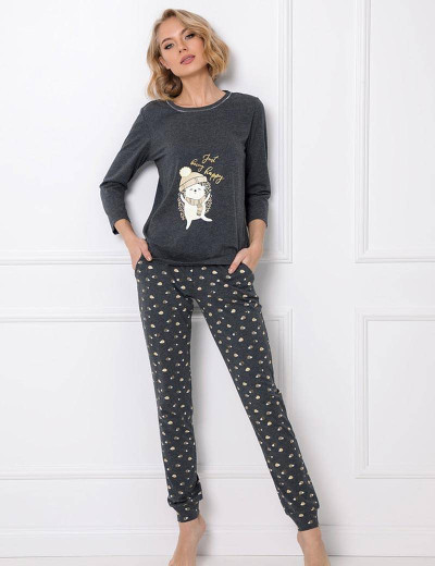 Хлопковая пижама с брюками Aruelle HANNA, Цвет: графит, Размеры: XS, изображение 2 Хлопковая пижама с брюками Aruelle HANNA, Цвет: графит, Размеры: XS, изображение 2