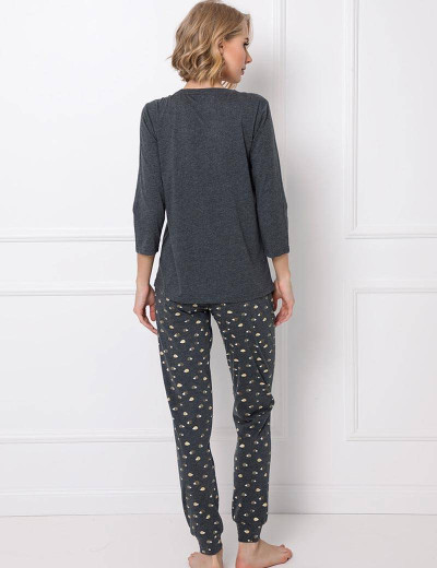Хлопковая пижама с брюками Aruelle HANNA, Цвет: графит, Размеры: XS, изображение 3 Хлопковая пижама с брюками Aruelle HANNA, Цвет: графит, Размеры: XS, изображение 3