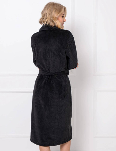Теплый халат Aruelle KATE BLACK, Цвет: черный, Размеры: XL, изображение 2
