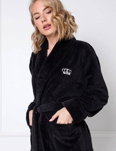 Теплый халат Aruelle KATE BLACK, Цвет: черный, Размеры: XL, изображение 3