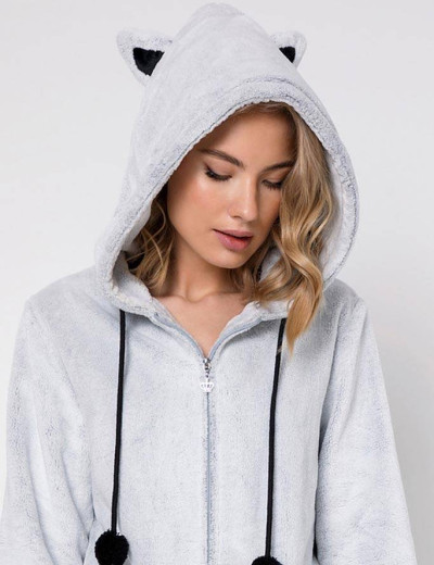 Плюшевая толстовка с капюшоном Aruelle MARTHINE, Цвет: светло-серый, Размеры: XS, изображение 3
