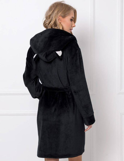 Теплый халат с капюшоном Aruelle RACHEL, Цвет: черный, Размеры: XS, изображение 2