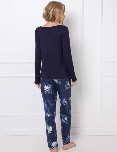 Пижама с атласными брюками Aruelle WHILEY, Цвет: темно-синий, Размеры: XS, изображение 3