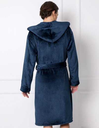 Теплый мужской халат Aruelle WILLIAM BLUE, Цвет: темно-синий, Размеры: S, изображение 2