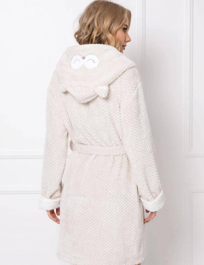 Теплый плюшевый халат Aruelle WILLOW, Цвет: бежевый, Размеры: XS, изображение 2