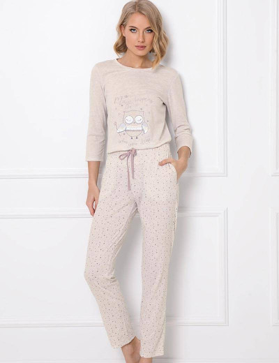 Хлопковая пижама с брюками Aruelle WILLOW, Цвет: бежевый, Размеры: XS, изображение 2