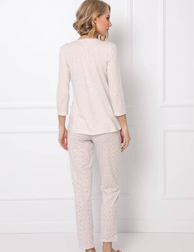 Хлопковая пижама с брюками Aruelle WILLOW, Цвет: бежевый, Размеры: XS, изображение 3