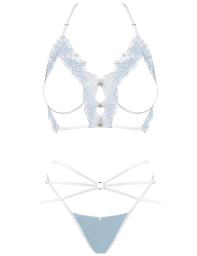Откровенный комплект Obsessive DEILANA SET, Цвет: голубой, Размеры: L/XL, изображение 3