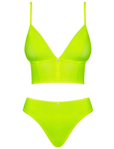 Яркий комплект топ + трусики Obsessive NEONIA SET, Цвет: желтый, Размеры: L/XL, изображение 3