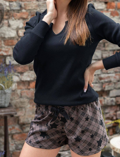 Хлопковый комплект с шортами Sensis SHE, Цвет: черный/коричневый, Размеры: S, изображение 3