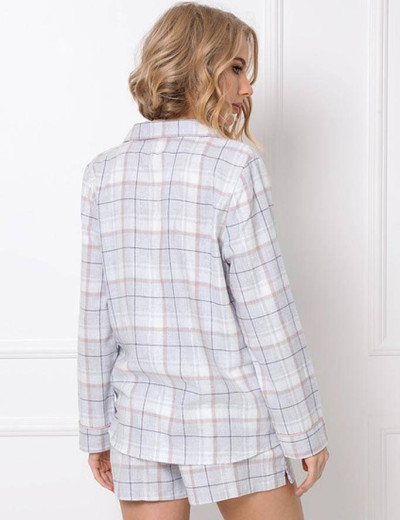 Фланелевая пижама с шортами Aruelle AMALIA, Цвет: светло-серый, Размеры: XS, изображение 2