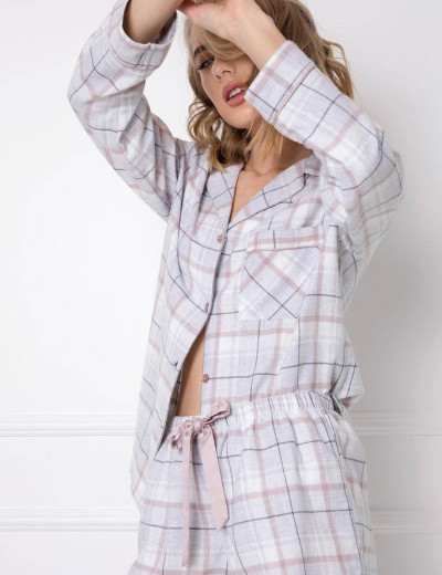 Фланелевая пижама с шортами Aruelle AMALIA, Цвет: светло-серый, Размеры: XS, изображение 3