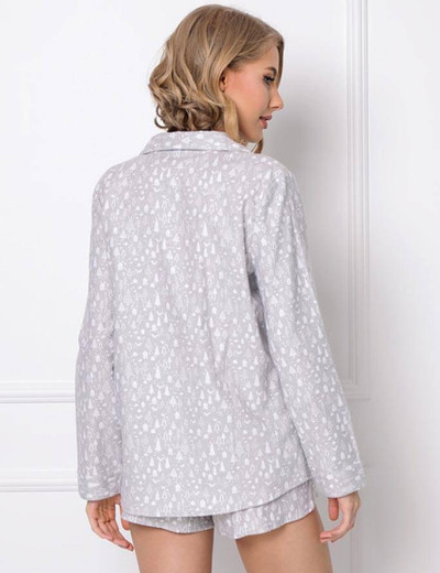 Хлопковая пижама с шортами Aruelle ARIA, Цвет: светло-серый, Размеры: XS, изображение 2