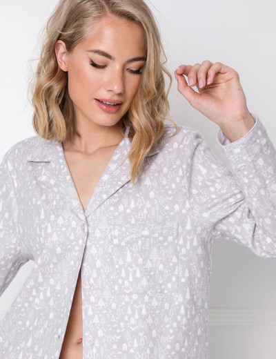 Хлопковая пижама с шортами Aruelle ARIA, Цвет: светло-серый, Размеры: XS, изображение 3