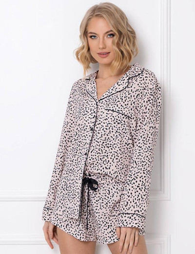 Вискозная пижама с шортами Aruelle BERNADETTE, Цвет: черный/розовый, Размеры: XS, изображение 4