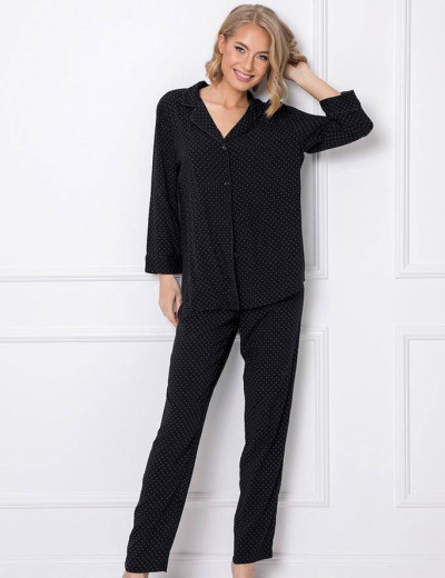 Вискозная пижама с брюками Aruelle BERTHINE, Цвет: черный, Размеры: XS, изображение 2