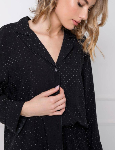 Вискозная пижама с брюками Aruelle BERTHINE, Цвет: черный, Размеры: XS, изображение 4