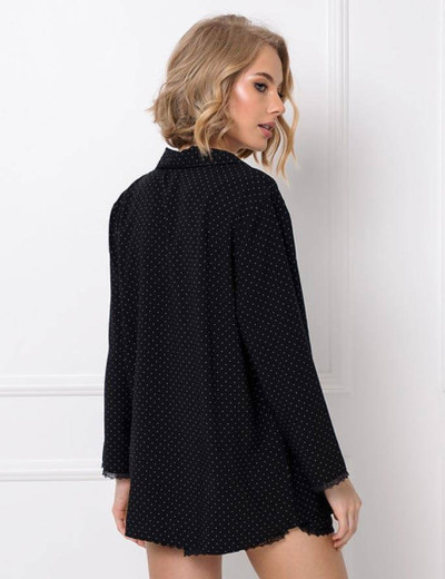 Вискозная пижама с шортами Aruelle BERTHINE, Цвет: черный, Размеры: XS, изображение 2