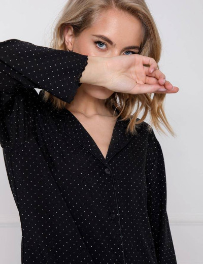 Вискозная сорочка-рубашка с длинным рукавом Aruelle BERTHINE, Цвет: черный, Размеры: XS, изображение 3