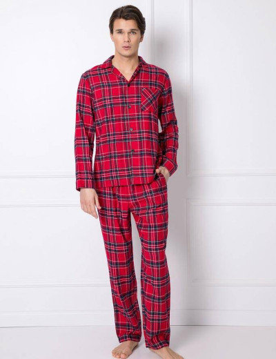 Хлопковый пижамный комплект Aruelle DAREN, Цвет: красный, Размеры: L, изображение 2