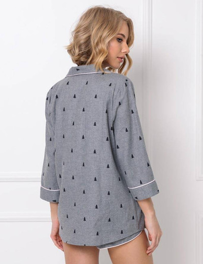 Хлопковая пижама с шортами Aruelle ELAINE, Цвет: серый, Размеры: XS, изображение 2