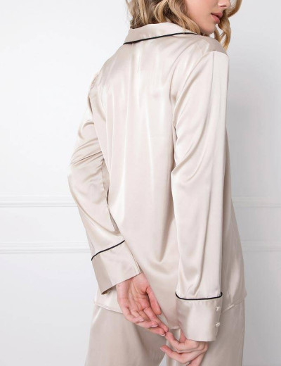 Брючный пижамный комплект Aruelle JESS, Цвет: бежевый, Размеры: XS, изображение 3