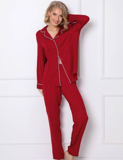Вискозная пижама с брюками Aruelle MICHAELA, Цвет: красный, Размеры: XS, изображение 2