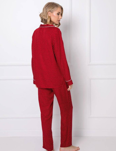 Вискозная пижама с брюками Aruelle MICHAELA, Цвет: красный, Размеры: XS, изображение 3