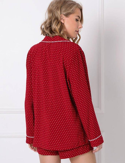 Вискозная пижама с шортами Aruelle MICHAELA, Цвет: красный, Размеры: XS, изображение 2