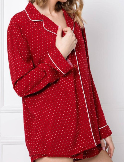 Вискозная пижама с шортами Aruelle MICHAELA, Цвет: красный, Размеры: XS, изображение 3